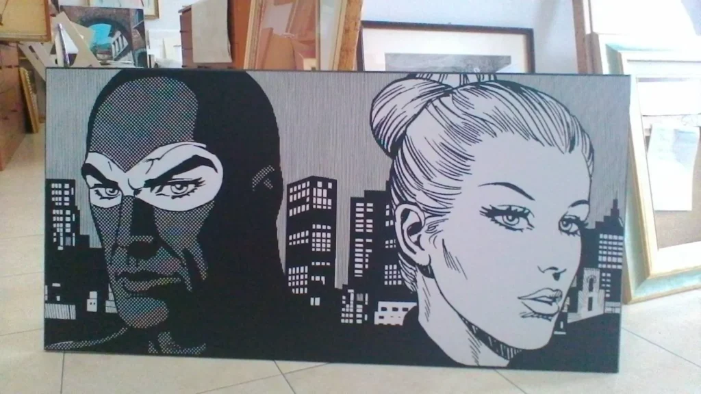Quadro pop in bianco e nero con skyline