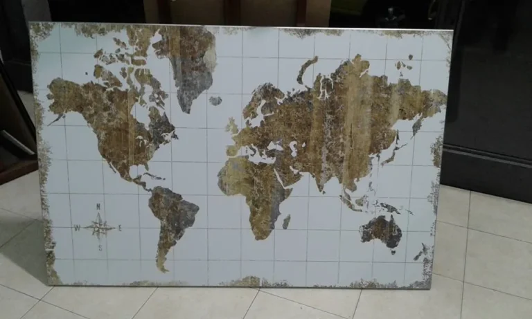 Quadro mappa del mondo materica