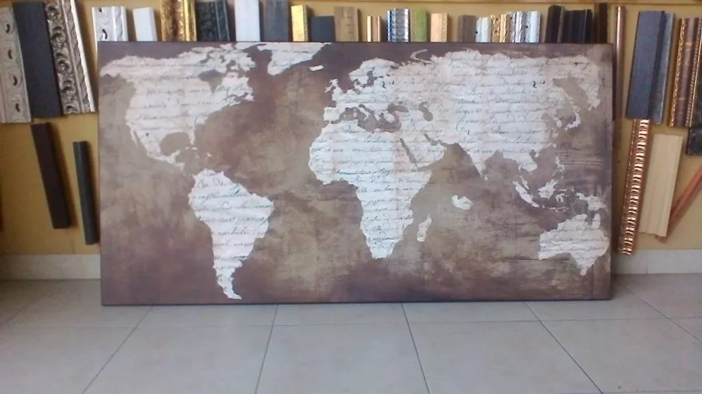 Quadro planisfero su tela