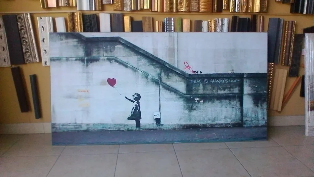 Quadro street art bambina con palloncino